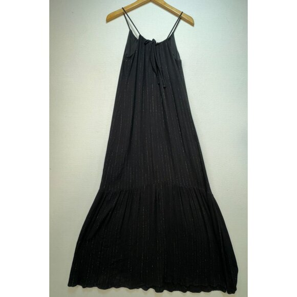 A New Day Womens Maxi Dress Size XS Black Gold  Metallic Stripes Sleeveless - Picture 13 of 16